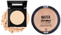 Maybelline New York Fit Me Matte Poreless Powder, 220 Natural Beige, 8.5g and Maybelline New York Face Studio Master Chrome Metallic Highlighter, Molten Gold, 6.7g