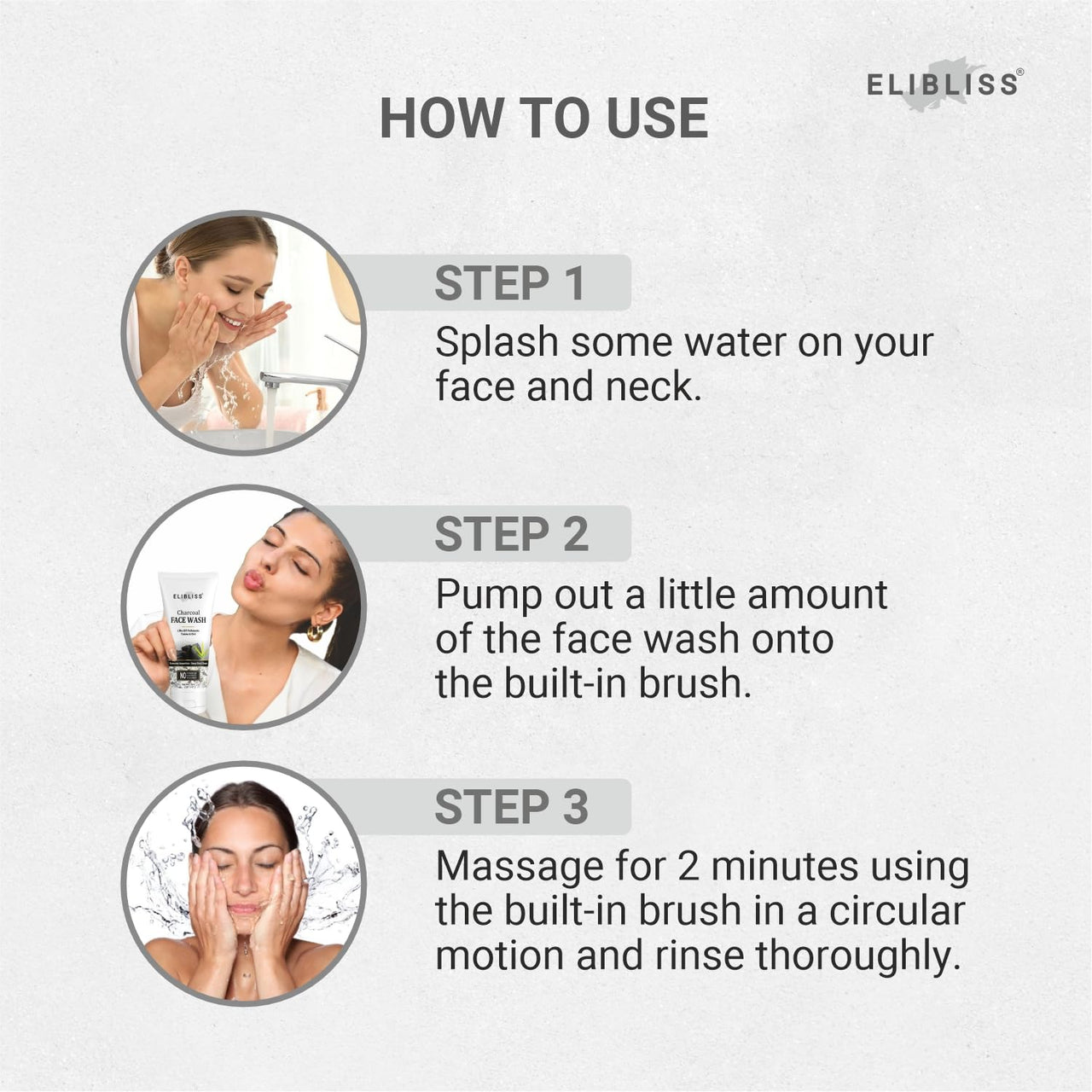 ELIBLISS Charcoal Face Wash, Fights Pollution and Acne, Oil Control for Men & Women Pack of 2