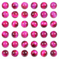 Bymitel 210pcs Natural Crystal Beads Stone Gemstone Round Energy Healing Loose Beads with Stretch Cord for Jewelry Making Bracelets Anklets (Light Fuchsia Tiger's  Eye, 6mm 210pcs) Light Fuchsia Tiger's  Eye