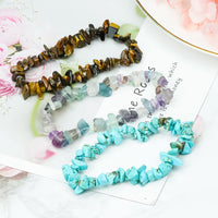 Rbenxia 12 Chakra Stones Healing Crystals Natural Gemstone Chakra Crystal Bracelets Colorful Gravel Chakra Bracelets Irregular Tumble Polished Healing Reiki Stretch Chip Bracelets