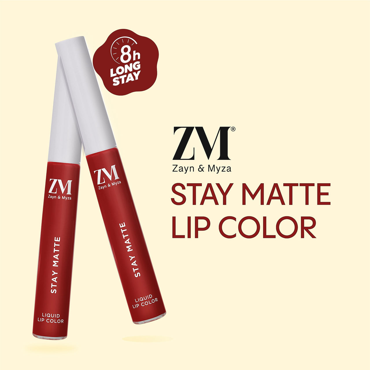 ZM Stay Matte Transfer-proof Lip Color | Matte Texture | Liquid Lipstick | Waterproof and Smudgeproof | Cruelty-free, 6 ML (Retro Red)