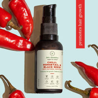 Juicy Chemistry Chilli, Horsetail & Blackseed Hair Growth Oil, 30 ml | Enriched with Rosemary Oil & Kalonji Oil to Control Hair Fall | Clinically Proven Hair Growth Oil with Natural DHT Blockers for Men & Women | For Healthy Hair, Scalp Nourishment & Hair