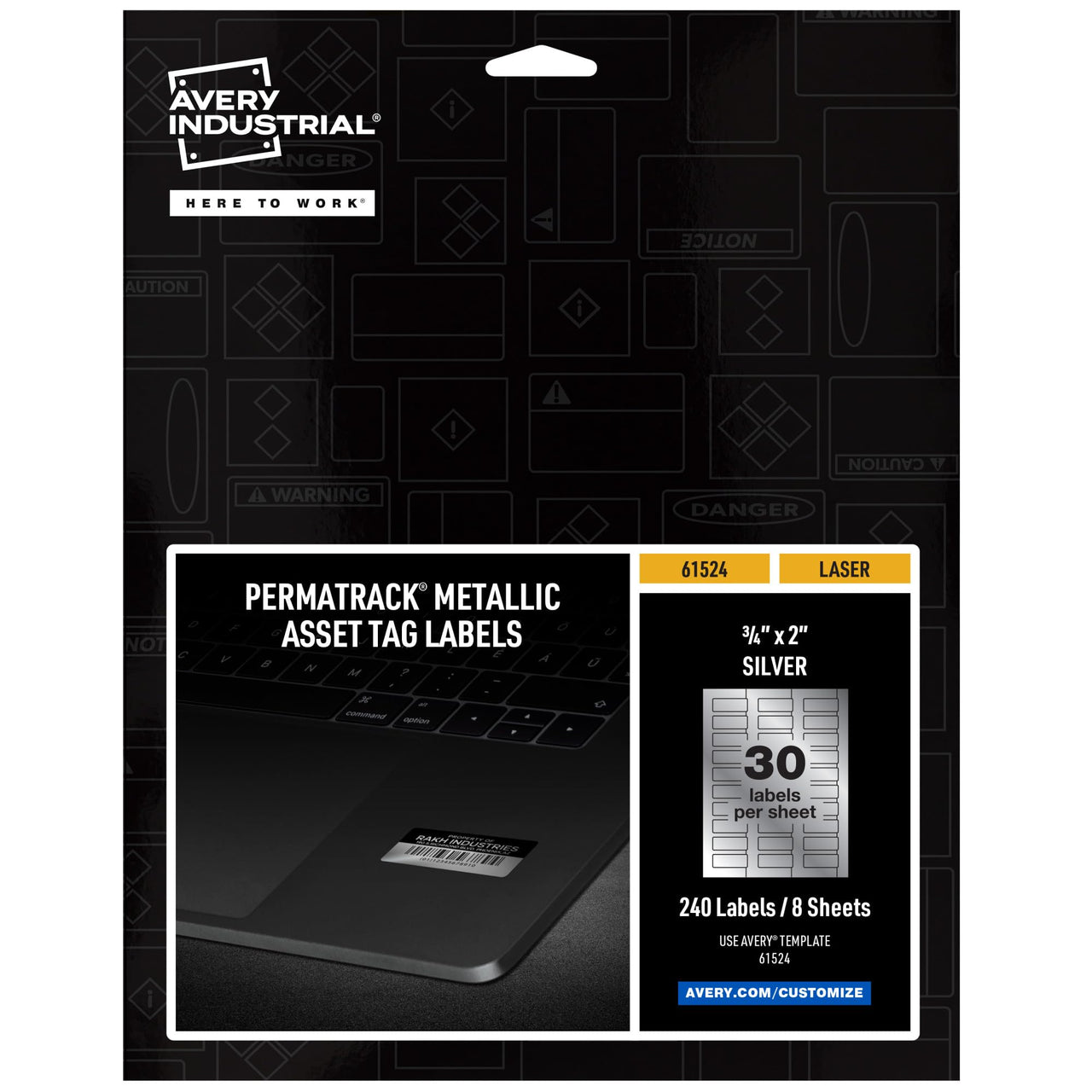 Avery Metallic Asset Tag Labels, 3/4 x 2", Laser Printable Tags, 240 Waterproof Labels (61524) 3/4" x 2"