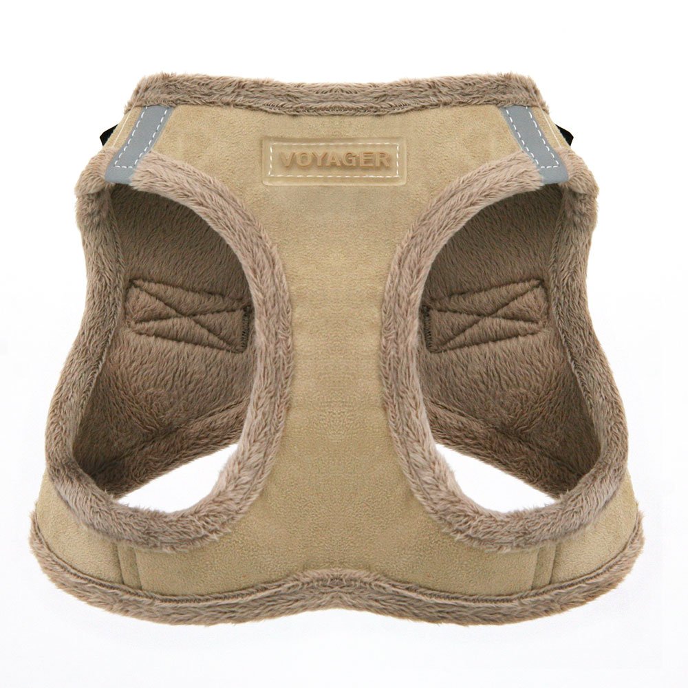 Voyager Step-In Plush Dog Harness  Soft Plush, Step In Vest Harness for Small and Medium Dogs by Best Pet Supplies - Harness (Latte Suede), S (Chest: 14.5 - 16")