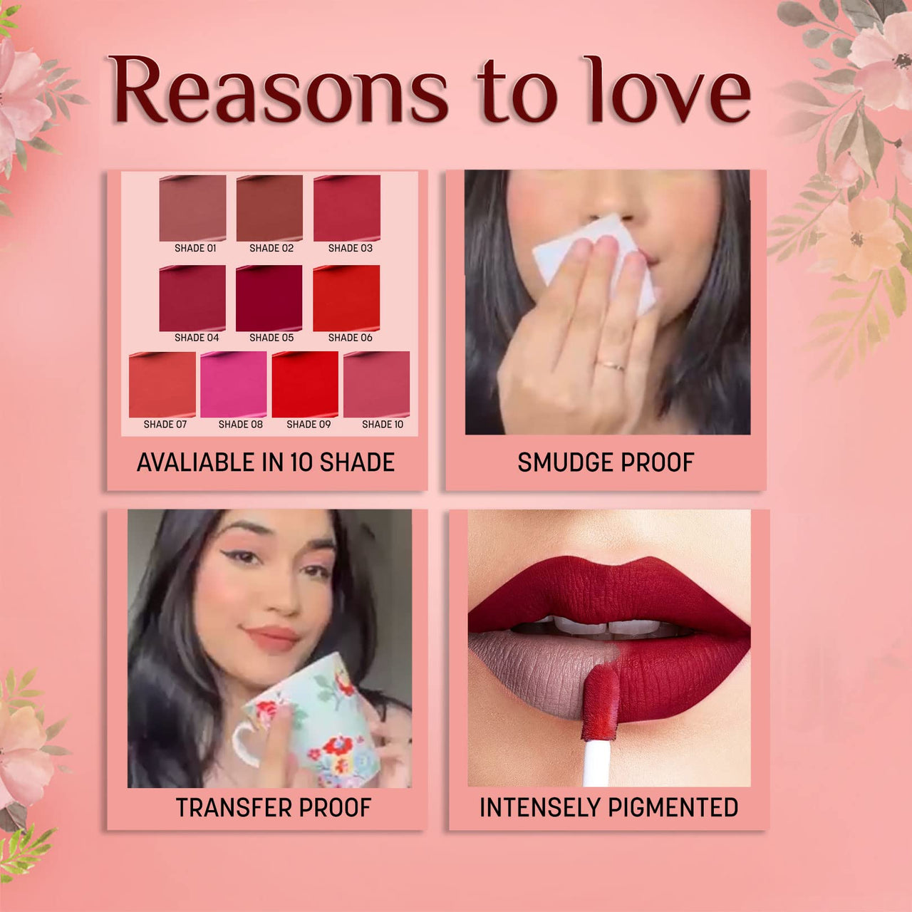 FLiCKA Tomato Liquid Matte Lipstick Transfer Proof, Smudge Proof, Non-Sticky, Creamy Lightweight Shade 6 & Shade 10 Combo