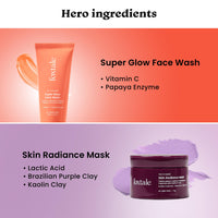 Foxtale Detan and Glow Duo – Face Wash + Skin Radiance Mask | Removes Tan, Brightens, Unclogs Pores | With Vitamin C, Papaya Enzyme, Lactic Acid & Clay | For Radiant, Even-Toned Skin