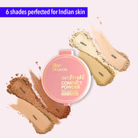 Blue Heaven Get Bright All Skin Compact Powder For Women With Spf Sun Protection, Non Sticky, Oil Free, Matte Finish Light Weight Formula, Caramel,16 Grams