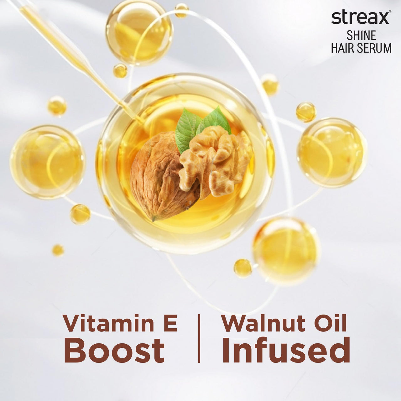 Streax Hair Serum 200ml, Vitalized with Walnut Oil, For Hair's Smoothening & Shine