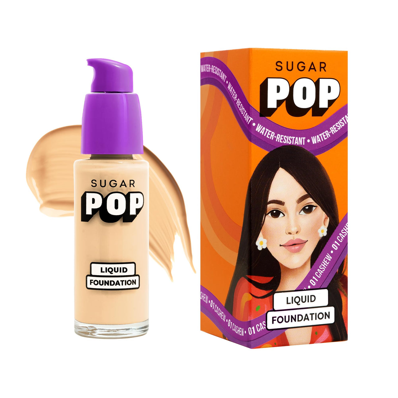 SUGAR POP Liquid Foundation | Lightweight | Full Coverage | Water-resistant | Super-matte - 30ml | 01 Cashew