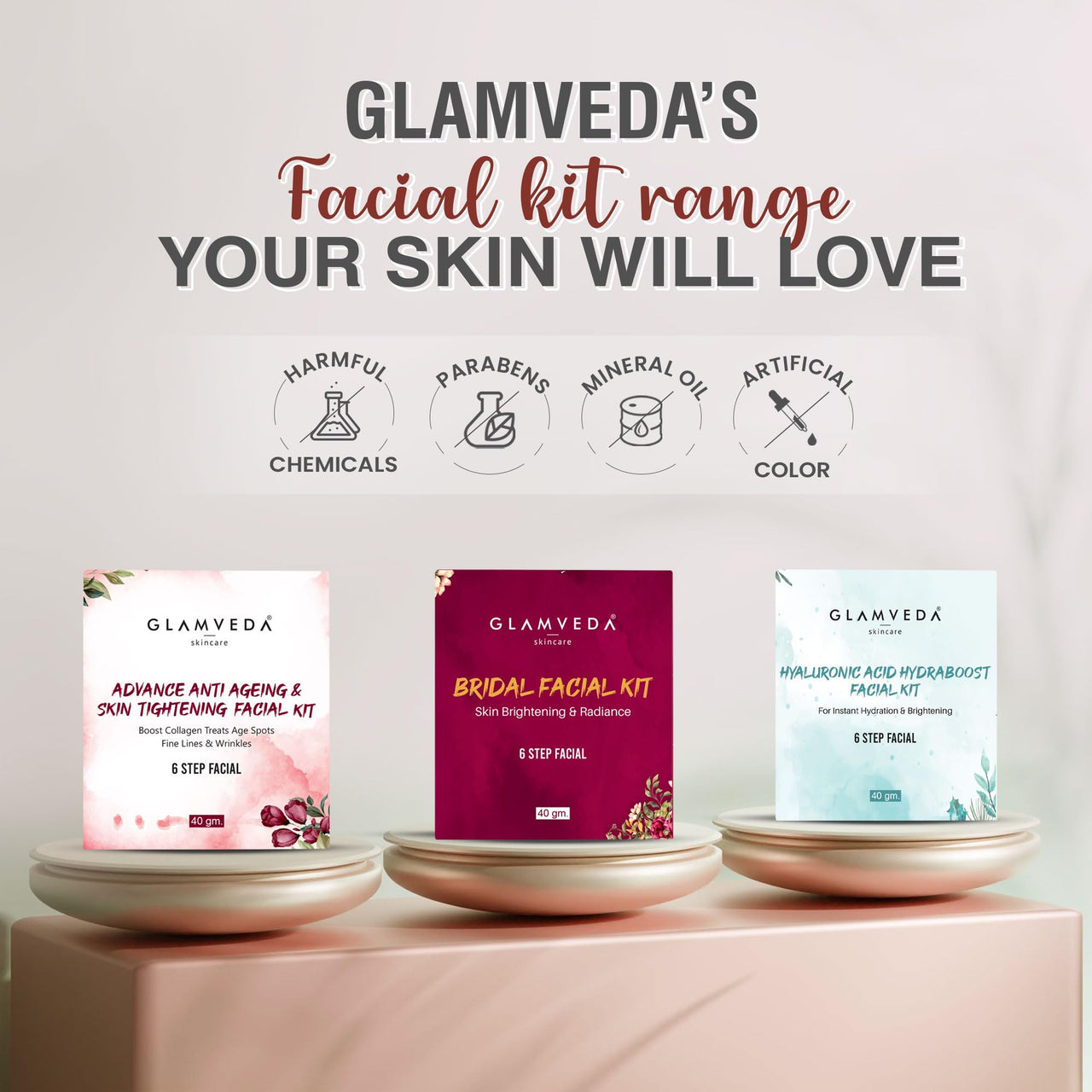 Glamveda Potato Anti Pigmentation Facial Kit | 6 Steps Facial | Fights Blemishes and Dullness | Protects and Nourishes | 40 GM