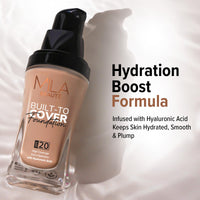 Mila Beauté Built to Cover Liquid Foundation I Medium to Buildable Coverage I Matte Finish I Lightweight I SPF 20 I Super Hydrating with Hyaluronic Acid (M-2-Neutral Wheat, 30ml)