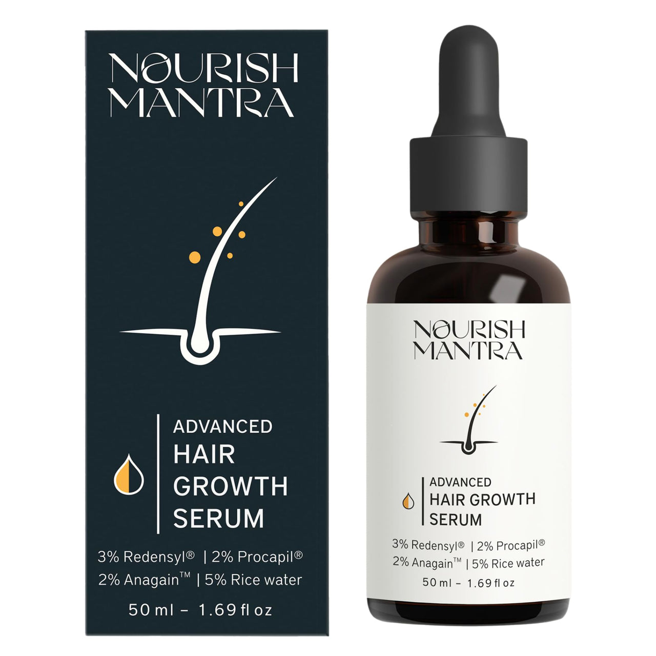 Nourish Mantra Advanced Hair Growth Serum/For Women & Men/Made With Redensyl, Anagain, Procapil & Rice Water/for Hair Fall/Hair Thinning & for All Hair Types (50 ml)