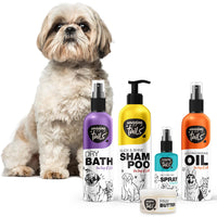 Wagging Tails Grooming Combo for Shihtzu | Head to Paw Gift Box 5 in 1 for Pets | Natural Ingredients | Dog Shampoo+Massage Oil+Dry Bath+Paw Butter+Paw Spray