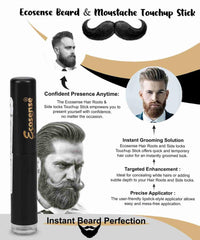 ECOSENSE Beard & Moustache Touchup Stick: Instant Temporary Beard Perfection | Black Color Pencil For Men, Beard Pen, Beard Dye for Long Lasting Coverage, Mustache 3 gm