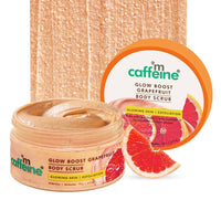 mCaffeine Glow Boost Grapefruit Body Scrub | Tan Removal | AHA- Lactic & Glycolic Acid, Niacinamide | Vitamin C Rich Grapefruit for Glowing, Soft & Smooth Skin | Remove Dry, Dead Skin | Fruity Grapferuit Aroma - 175g