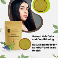 CARMEL ORGANICS Hair Color Henna & Indigo Leaves Powder Combo (100gm Each) | No Added Preservative and Additives | Non-GMO | Made By Pure And Natural Dried Leaves