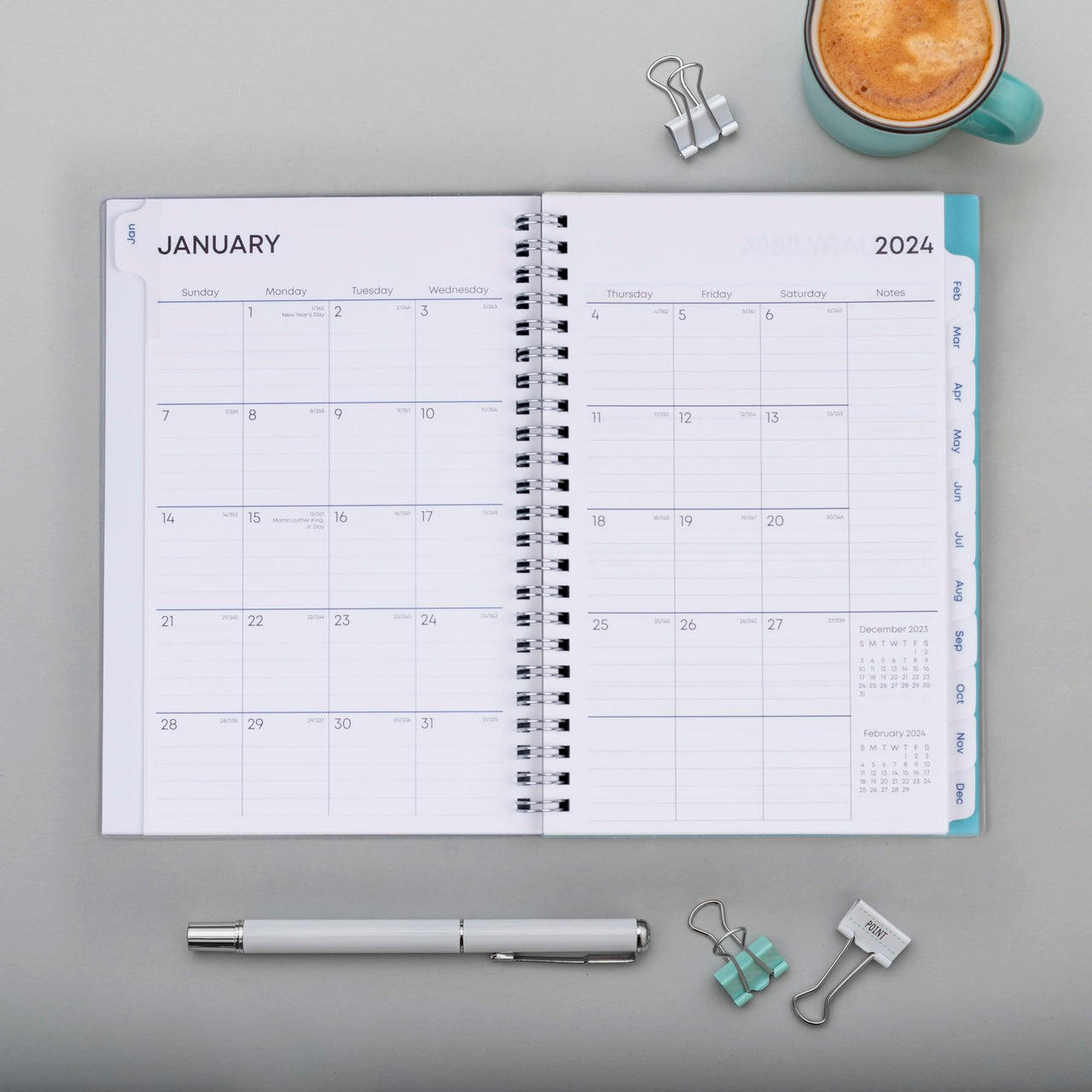 Blue Sky 2024 Weekly and Monthly Planner, January - December, 5" x 8", Frosted Cover, Wirebound, Chloe (144734) New Version