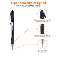 Basics Retractable Gel Ink Pens - Fine Point Pen, Black, 12-Pack