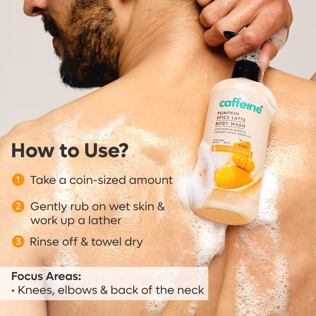 mCaffeine Pumpkin Spice Latte Body Wash with Sweet & Spicy Aroma | Mildly Cleanses for Soft & Smooth Skin | SLS & Soap Free | Fragrance Body Wash for Men & Women |All Skin Types - 300 ml