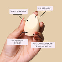 Milagro Beauty Cotton Beauty Blender Sponge, Latex-Free | Soft Makeup Sponge For Liquid/Creams/Powder Foundation, With Egg Case | Easy To Clean, Reusable | Natural & Dewy Finish | Slant Edge Shape