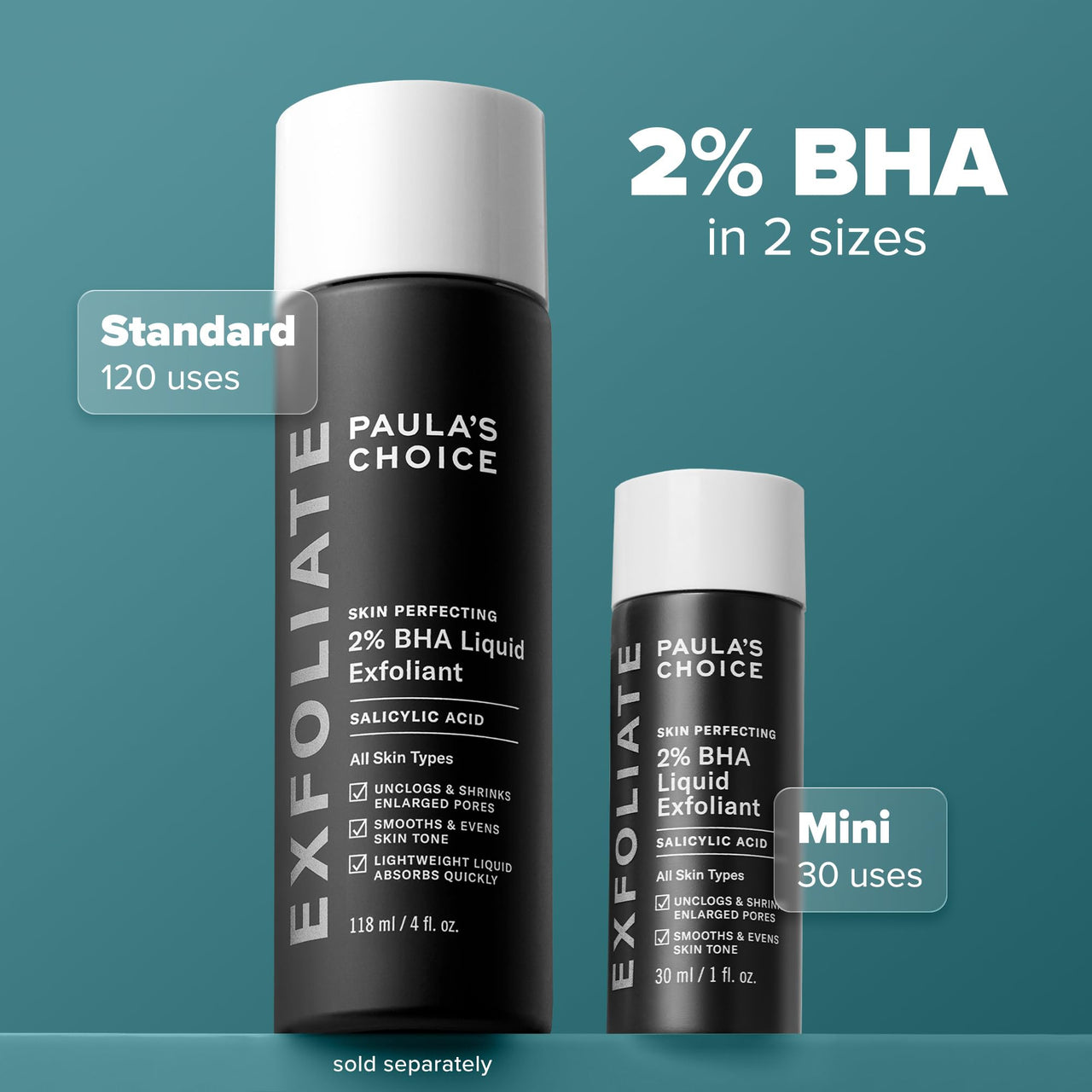 PAULA'S CHOICE SKIN PERFECTING 2% BHA Liquid Salicylic Acid Exfoliant-Facial Exfoliant for Blackheads, Enlarged Pores, Wrinkles, Fine Lines- 30 ml Bottle (Travel Size) (22016)