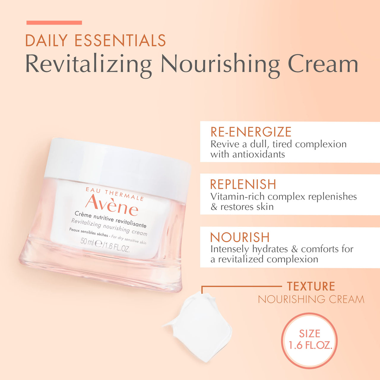 Avene Revitalising Nourishing Cream I Day/Night MoisturizerI Antioxidant I Berry Extracts I Dry/Very Dry & Sensitive skin I Noncomedogenic 50ml