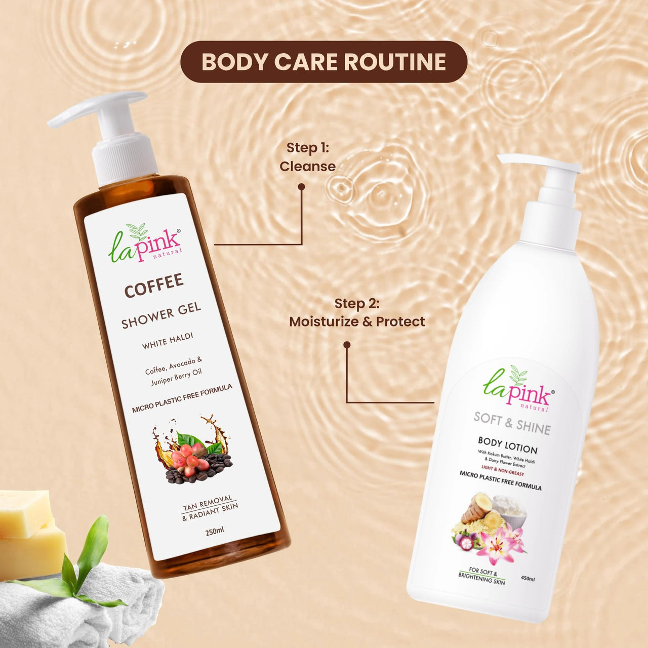 La Pink Coffee Shower Gel 250ml | Removes Tan & Give Deep Cleansing | For Soft, Radiant & Glowing Skin | 100% Microplastic Free Body Wash with Goodness of Coffee, Avocado & Juniper Berry Oil