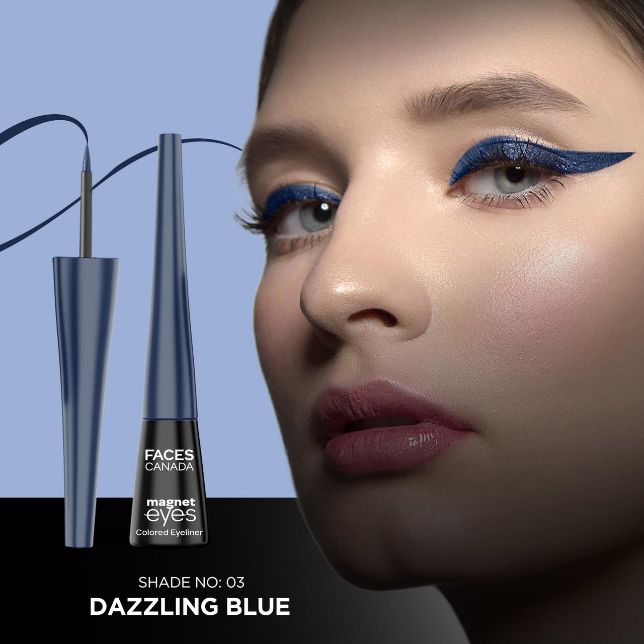 FACESCANADA Magneteyes Color Eyeliner Gel - Dazzling Blue,4 Ml|Glossy Finish|24Hr Long-Lasting|Waterproof|Smudgeproof|Precise Application|Intense Color Payoff|Almond Extract & Vitamin E