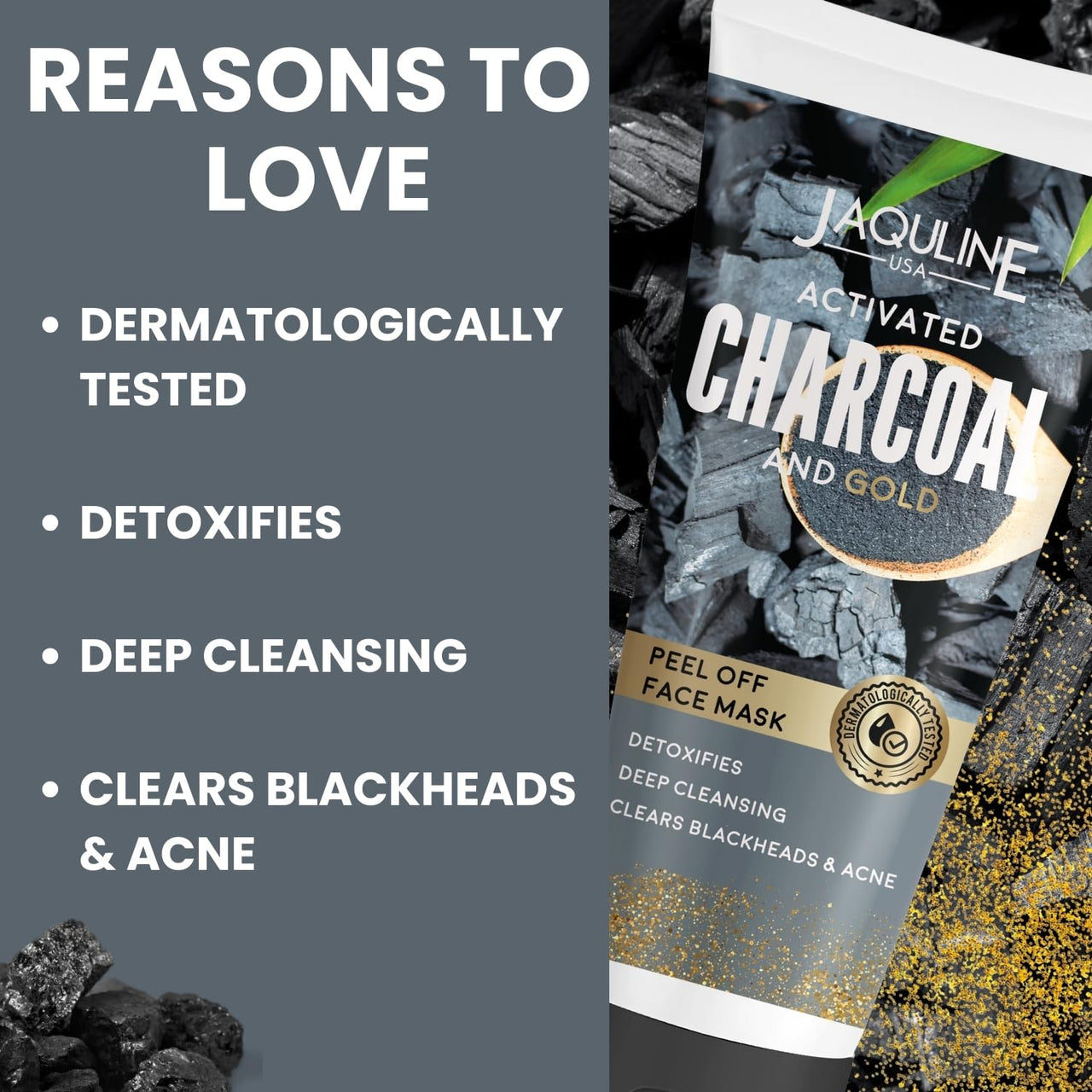 Jaquline USA Activated Charcoal and Gold Peel Off Face Mask for Men & Women Both | contains activated charcoal infused with gold dust | Defeat Blackheads & Whiteheads | control signs of ageing and giving your skin a radiant glow |Dermatologically Tested |