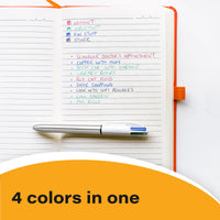BIC 4 Color Shine Ball Pens Medium Points (1.0 mm) with Metallic Rose Gold, Silver and Gold Barrels - Pack of 3