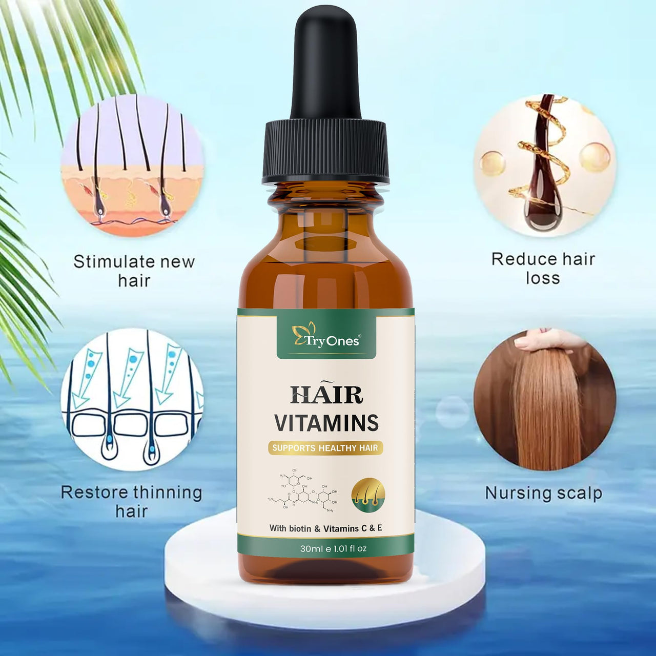 TryOnes Professional Hair Serum for Frizzy Hair||Serum for Women & Men||All Hair Types for Frizz-free, Smooth & Glossy Hair||Hair Vitamin Serum_30ML