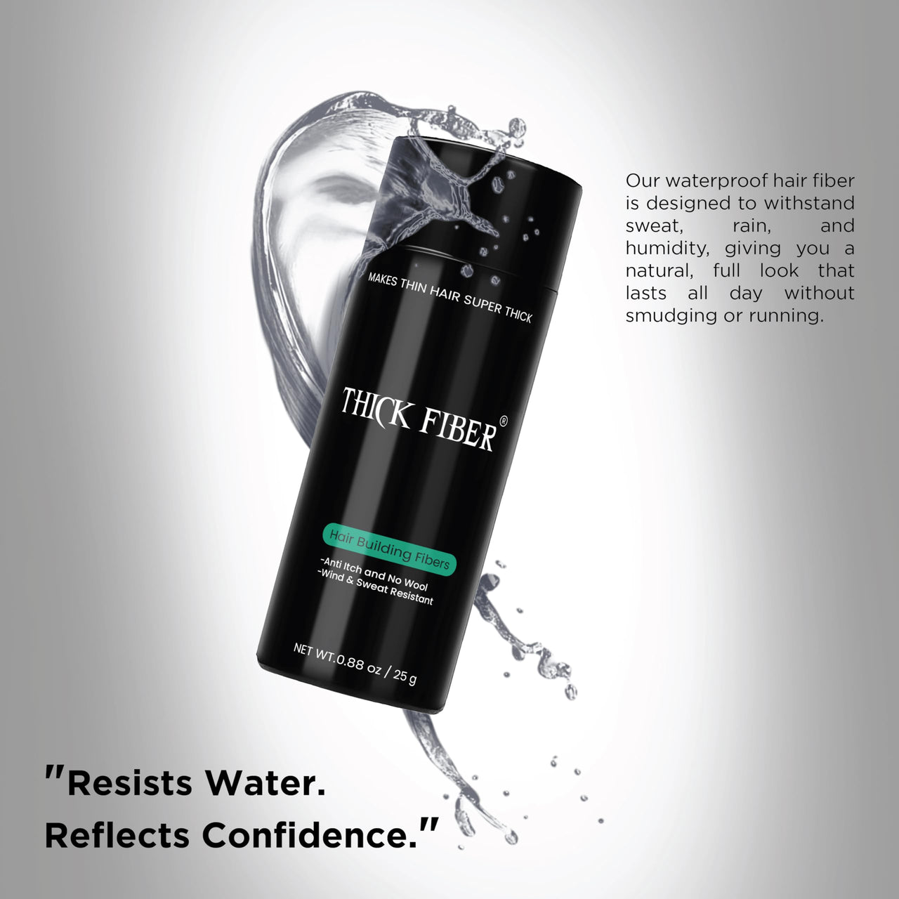 THICK FIBER - Fibers for Thinning Hair & Bald spots (BLACK, Pack of 3) - 25g Bottle - Conceals Hair Loss in Seconds For Women & Men