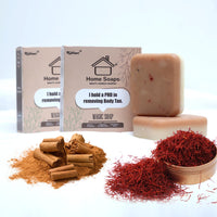 Home Soaps Sandalwood & Saffron Magic Soaps For Bath (100 Gms) | Paraben Free | Chandan & Kesar Bath Soap | Handmade Soaps For Glowing | Skin Brightening Soap For Men & Women (Pack Of 2)