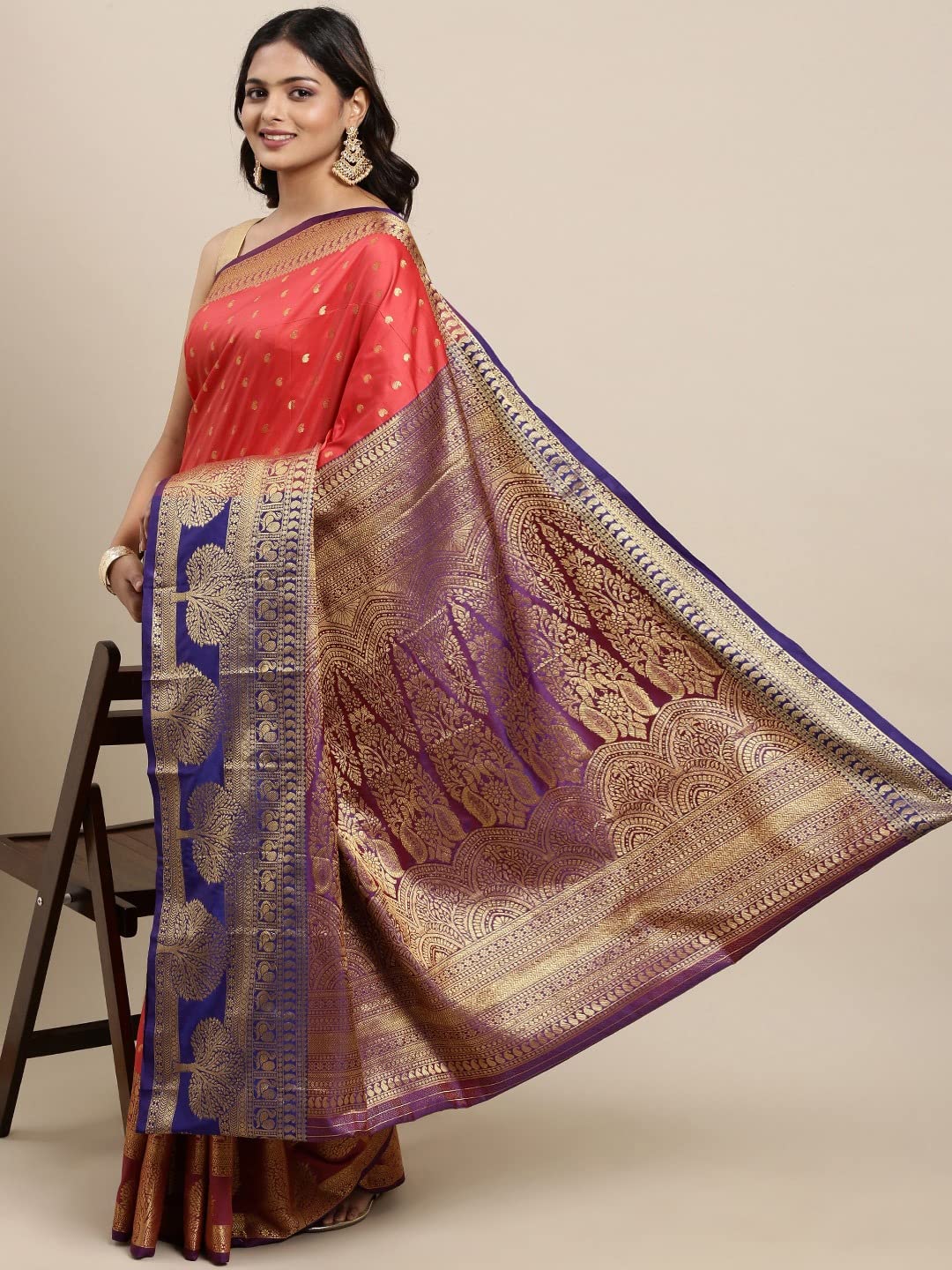 Pandadi Saree Women's  Banarasi Silk Saree With Unstitched Blouse Piece