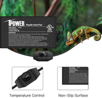iPower 4 by 7-Inch 4 Watts Reptile Heating Mat with Temperature Controller Under Tank Warmer Terrarium Heat Pad for Reptiles and Amphibians, Black 4