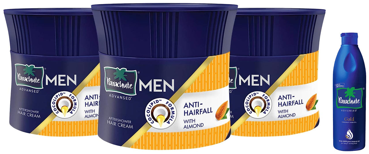 Parachute Advansed Hair Cream,Anti Hairfall |Hair Cream After Shower |Non Sticky Oil Replacement Hair Cream100G Pack Of 3(300G) & Advansed Gold Coconut Hair Oil, 400 Ml