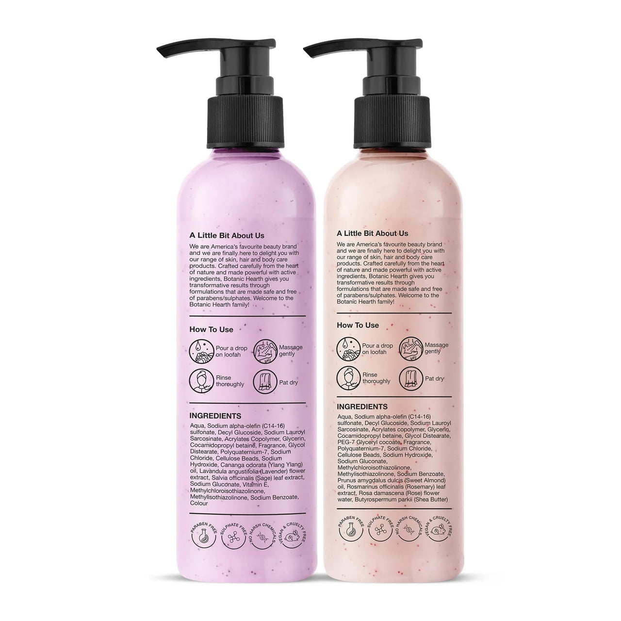 Botanic Hearth British Rose and Bulgarian Lavender Body Wash Shower Gel – Pack of 2 (245 ml Each) – Sulfate & Paraben Free – for Men & Women