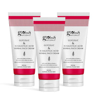 Globus Naturals Glycolic & 1% Salicylic Acid Herbal Anti Acne Face Cream, Enriched with Liquorice & Oats, Reduces Dark spots & Hyperpigmentation, 100 ml, Pack Of 3