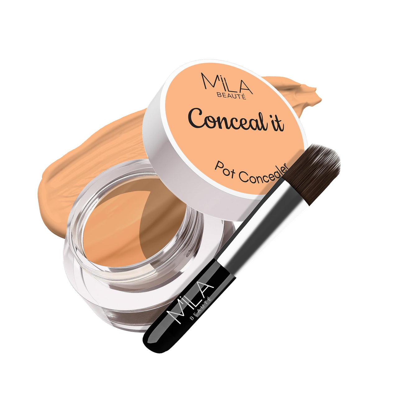 Mila Beauté Conceal It Pot Concealerwith Brush | Enriched With SPF 15 and Vitamin E | Light Weight Concealer | Long Lasting Coverage | Natural Matte Finish | Covers All Skin Concerns | Easily Blendable Concealer For Face Makeup (Natural Nude)