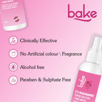 BAKE 5% Niacinamide Toner For Combination & Oily Skin | Targets Acne Marks, Oil Production & Enlarged Pores for Glowing Skin | Alcohol Free Toner for Women & Men | 100ml (Unscented)