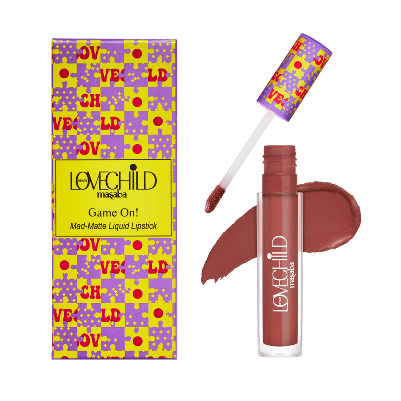 LoveChild Masaba Game On! - It Fits - Matte Liquid Lipstick, Plum-Pink Velvet Smooth, Non-Sticky, Hydrating & Moisturising, Lipsticks For All Skin Tones, 5Ml