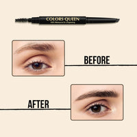 Colors Queen Brow Master Eyebrow Definer Pencil with Spoolie | Natural Looking Brows | Smudge Proof, Waterproof and Long Lasting Eyebrow Pencil (Black, 0.4g)