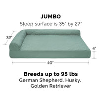 Furhaven Replacement Dog Bed Cover Pinsonic Quilted Paw L Shaped Chaise, Machine Washable - Iceberg Green, Jumbo (X-Large) Cover Only 40.0