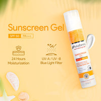 ASTABERRY Indulge Sunscreen Gel Suitable for All Skin Types SPF 50 PA+++ |Broad Spectrum Protection From UVA/B & Blue Light| Suncat DE & No White Cast | Light Weight & Non Greasy- 50G