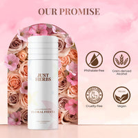 Just Herbs Long Lasting, Refreshing Body Spray, Natural Deodorant for Women - Phthalate-Free Formula,150 ml (Floral Fiesta)