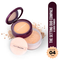 Hilary Rhoda The Setting Duo Compact & Loose Powder | 2-in-1 Compact & Loose Powder | | Matte Finish | Blends Effortlessly | Oil Control Compact | 32g (Sand | Shade 04)