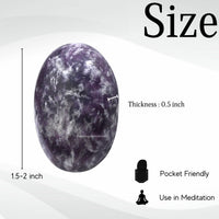 Lepidolite Palm Stone - Pocket Massage Worry Stone for Natural Body Chakra Balancing, Reiki Healing and Crystal Grid Lepidolite