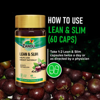 Zandu Lean & Slim | Enriched With The Goodness Of 6 Herbs To Help You In Weight Loss Journey | Acts As A Metabolism Booster & Supports Weight Management, (60 Caps), Pack of 1