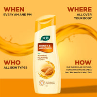 Joy Honey & Almonds Advanced Nourishing Lightweight Body Lotion 300ml With Shea Butter For Summers | Enriched with Natural Sunscreen Filters | Suitable for Normal to Dry Skin