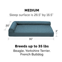 Furhaven Replacement Dog Bed Cover Pinsonic Quilted Paw L Shaped Chaise, Machine Washable - Bluestone, Medium Cover Only 30.0